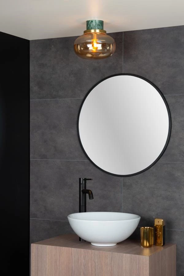 Lucide LORENA - Flush ceiling light Bathroom - Ø 23 cm - 1xE27 - IP44 - Amber - ambiance 1